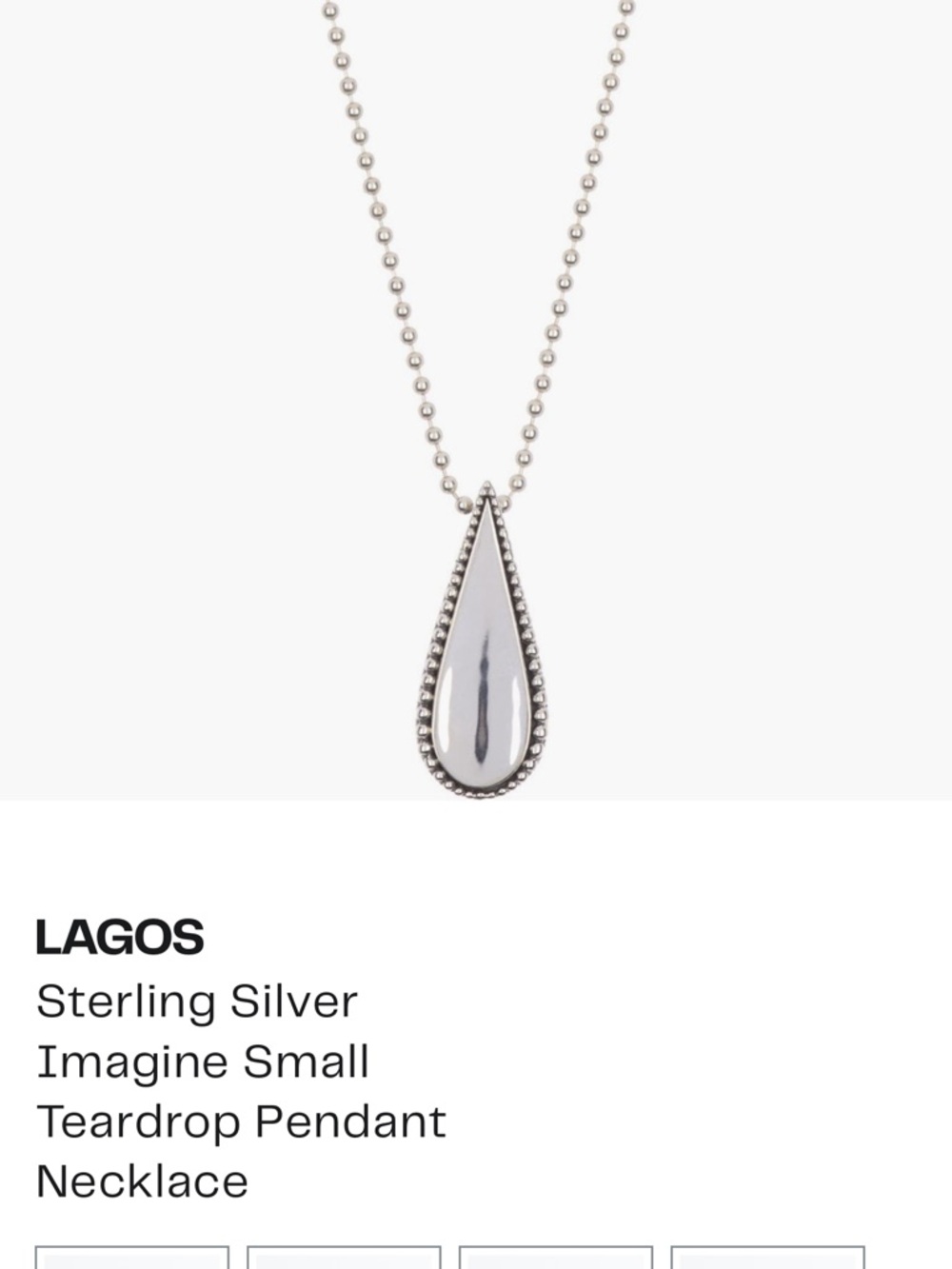 LAGOS
Sterling Silver
Smooth Small
Teardrop Pendant
Necklace
